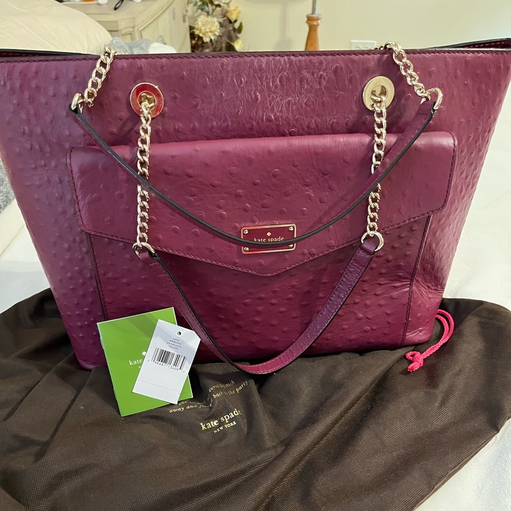 KATE SPADE ♠️ HALSEY A LA VITA OSTRICH IN RIOJA NWOT - Picture 16 of 16